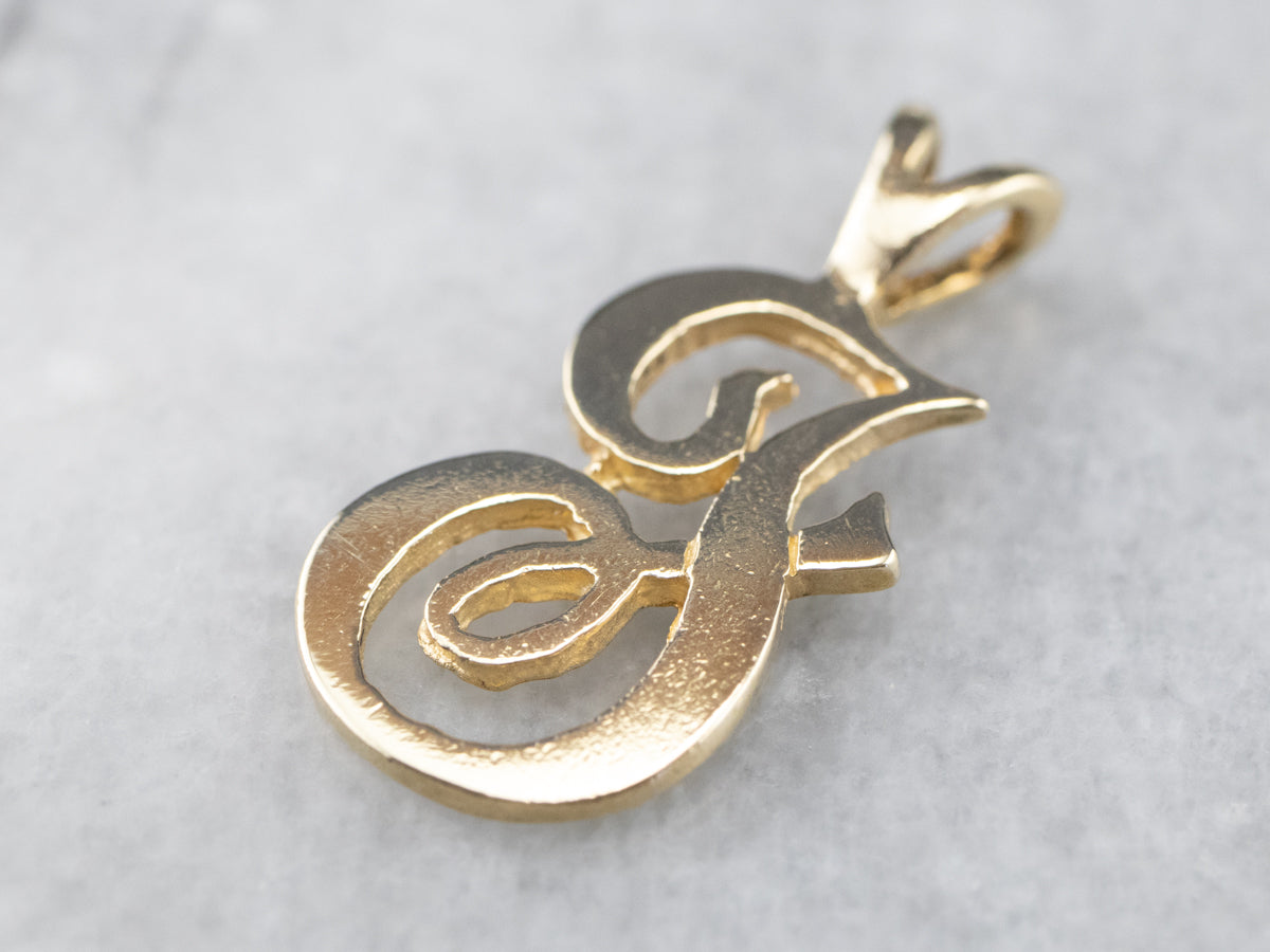 Gold Cursive Letter "F" Pendant