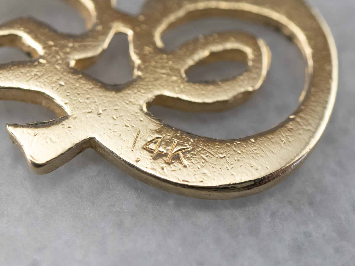 Gold Cursive Letter "F" Pendant