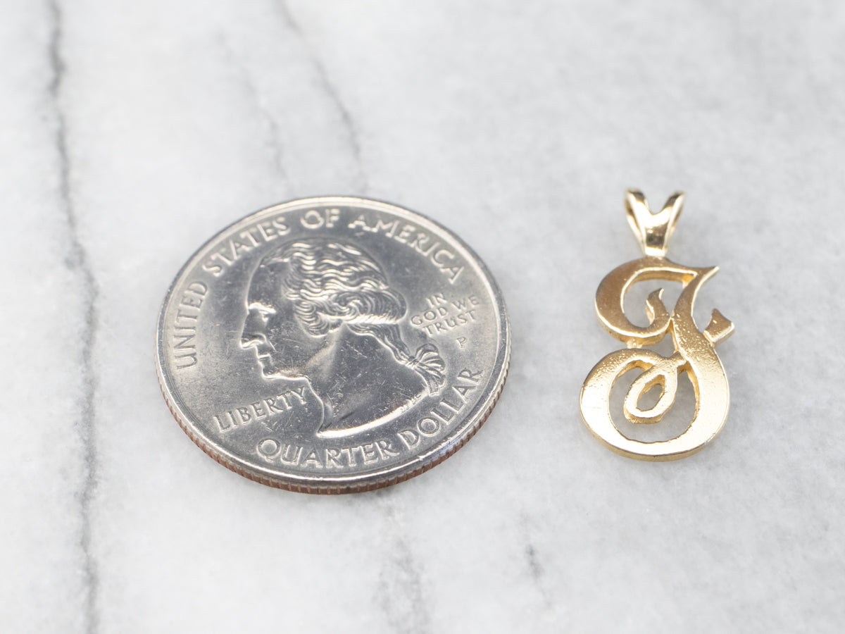 Gold Cursive Letter "F" Pendant