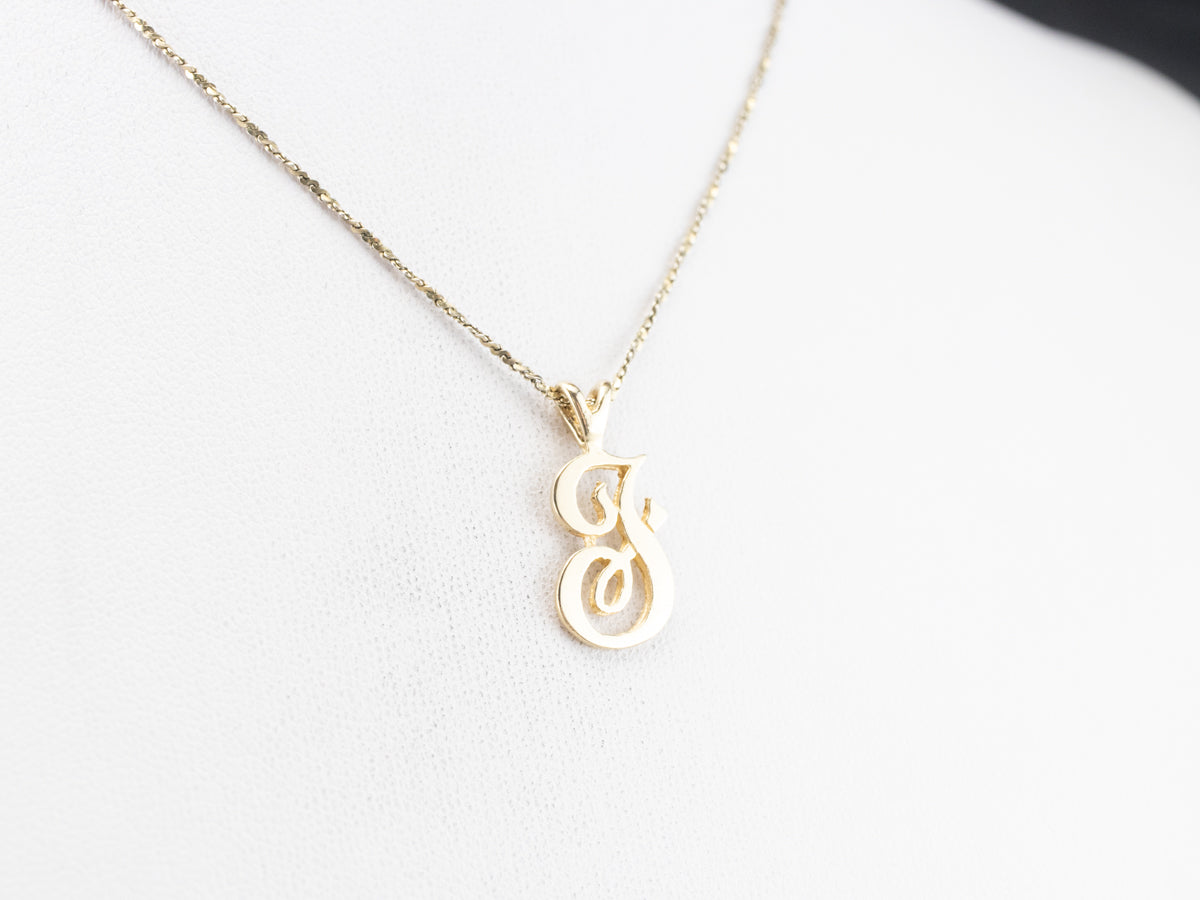 Gold Cursive Letter "F" Pendant