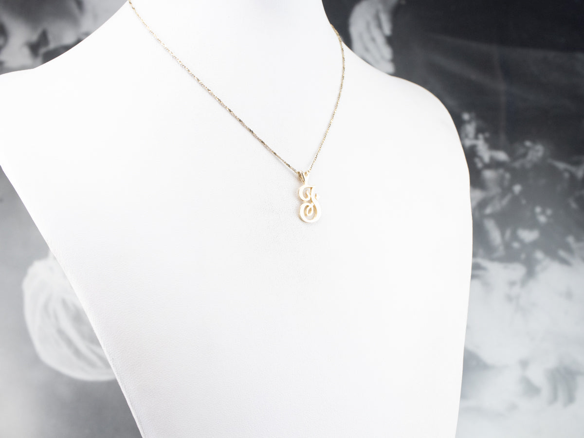 Gold Cursive Letter "F" Pendant