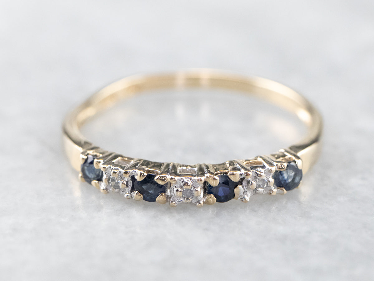 Gold Sapphire and Diamond Band