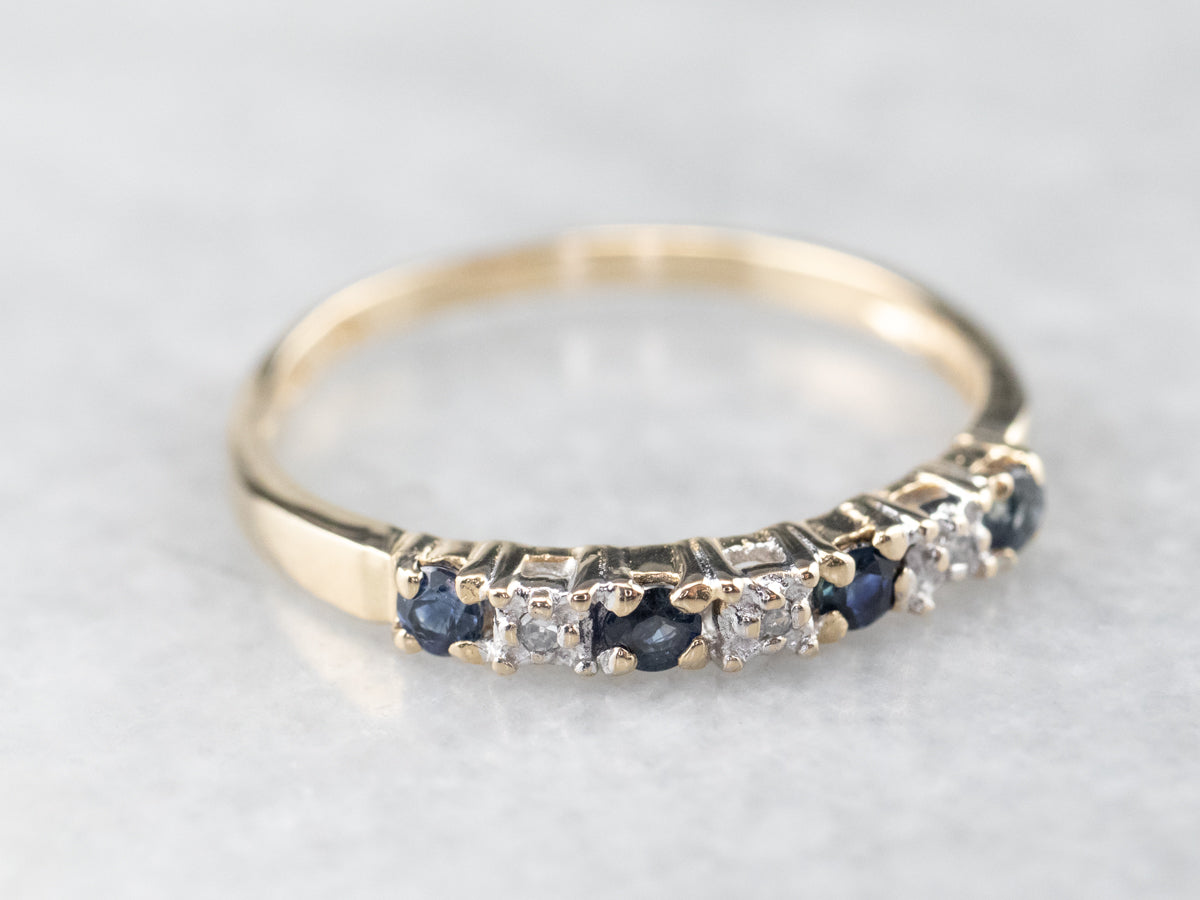 Gold Sapphire and Diamond Band