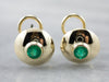 Bezel Set Emerald Gold Stud Earrings