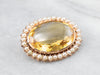 Victorian Citrine Seed Pearl Rose Gold Brooch