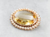 Victorian Citrine Seed Pearl Rose Gold Brooch