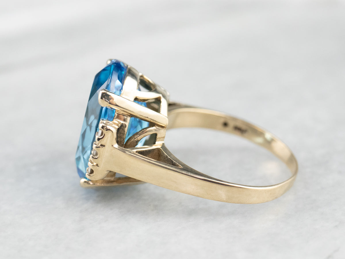 Swiss Blue Topaz and Diamond Ring