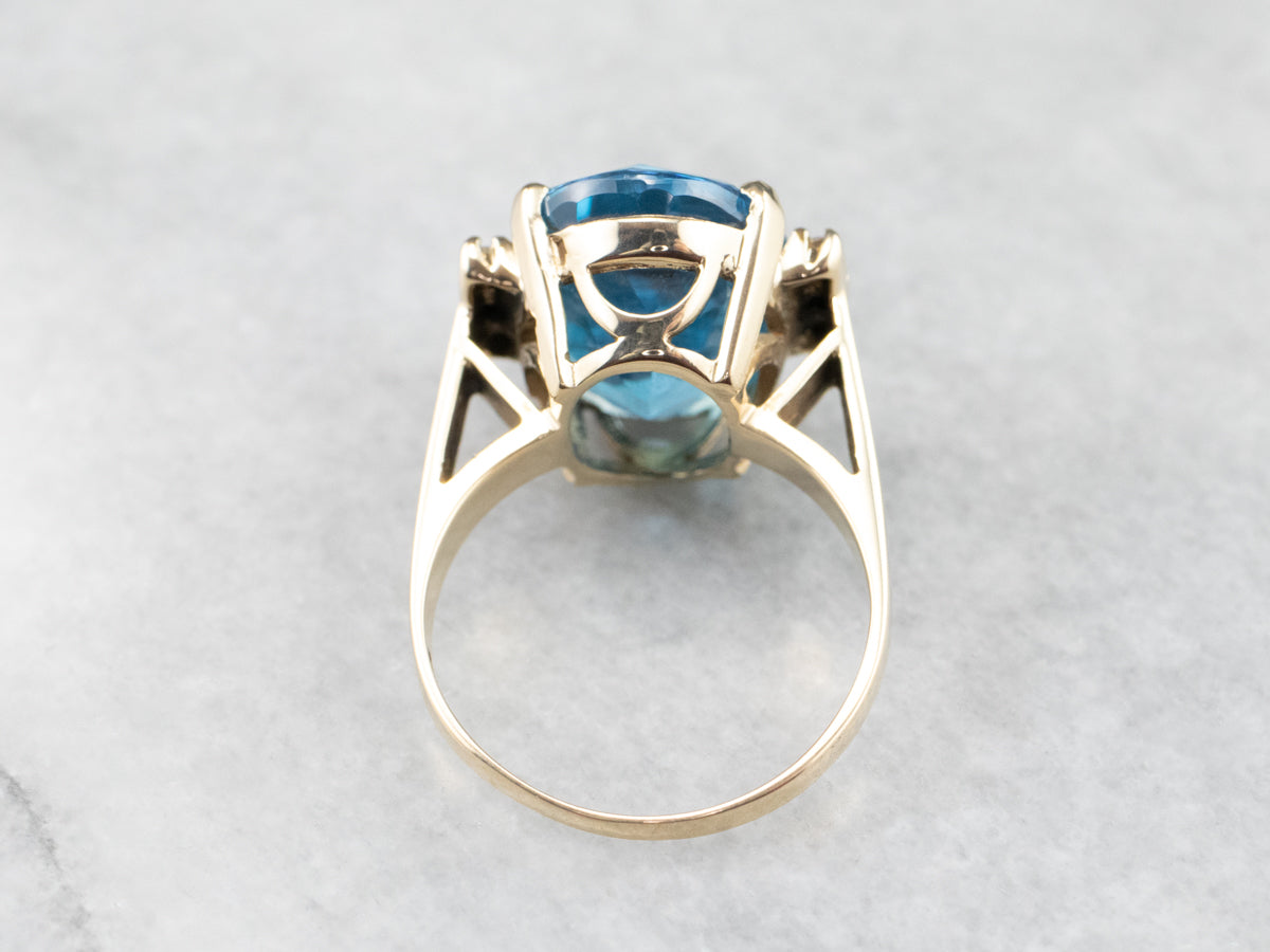 Swiss Blue Topaz and Diamond Ring
