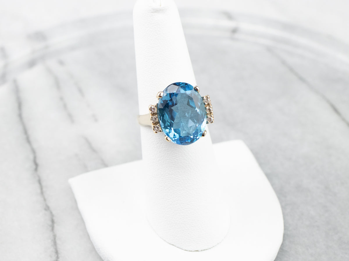 Swiss Blue Topaz and Diamond Ring