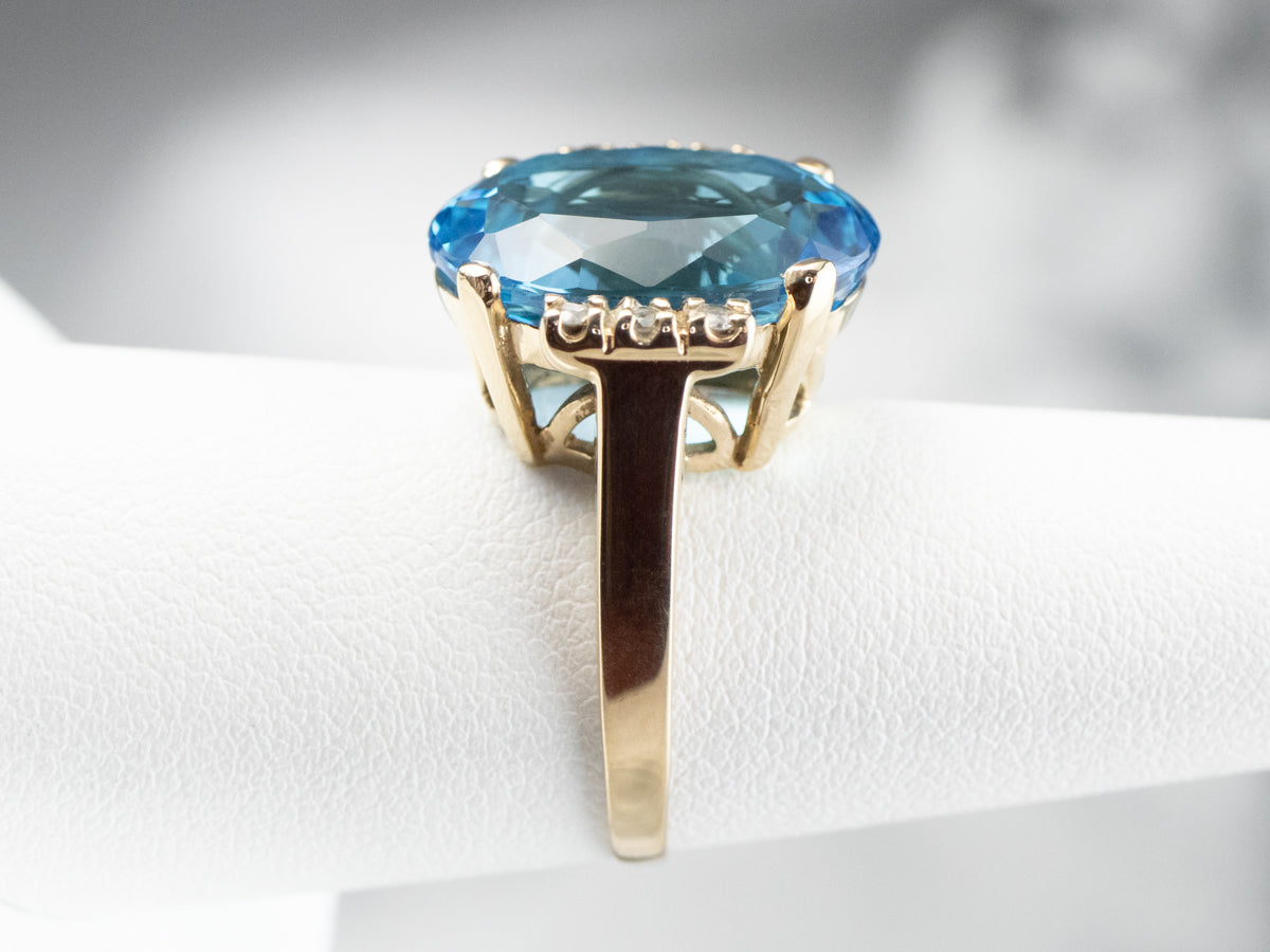 Swiss Blue Topaz and Diamond Ring