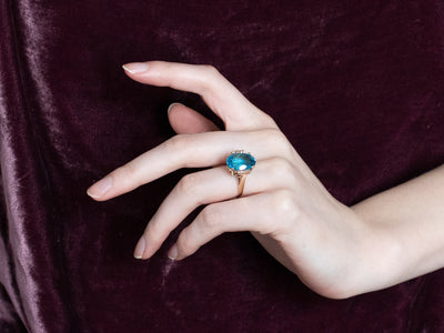 Swiss Blue Topaz and Diamond Ring