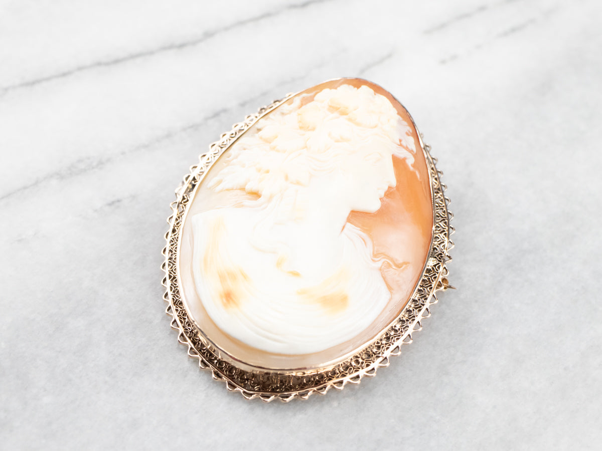 Bacchus God of Wine Cameo Brooch or Pendant