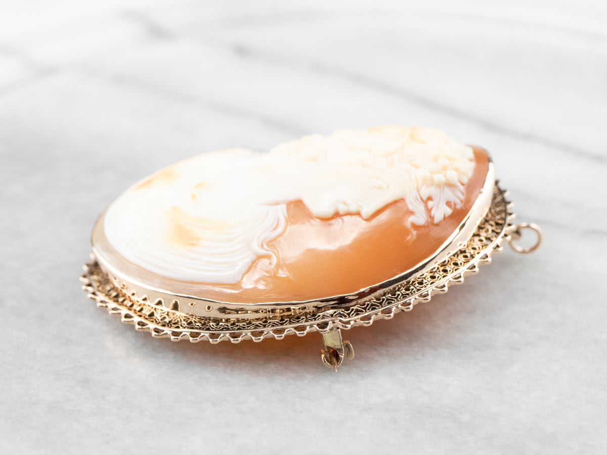 Bacchus God of Wine Cameo Brooch or Pendant