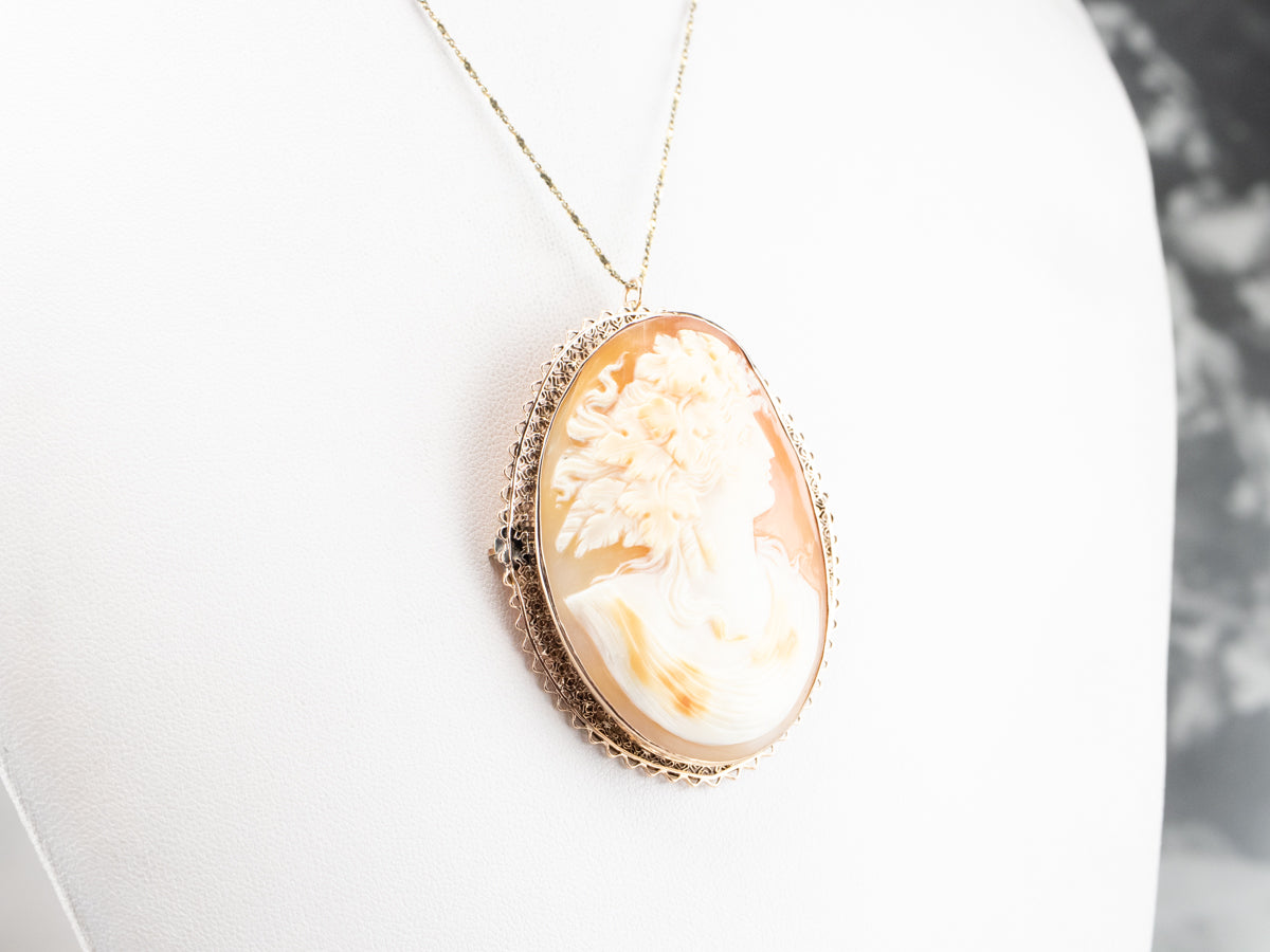 Bacchus God of Wine Cameo Brooch or Pendant