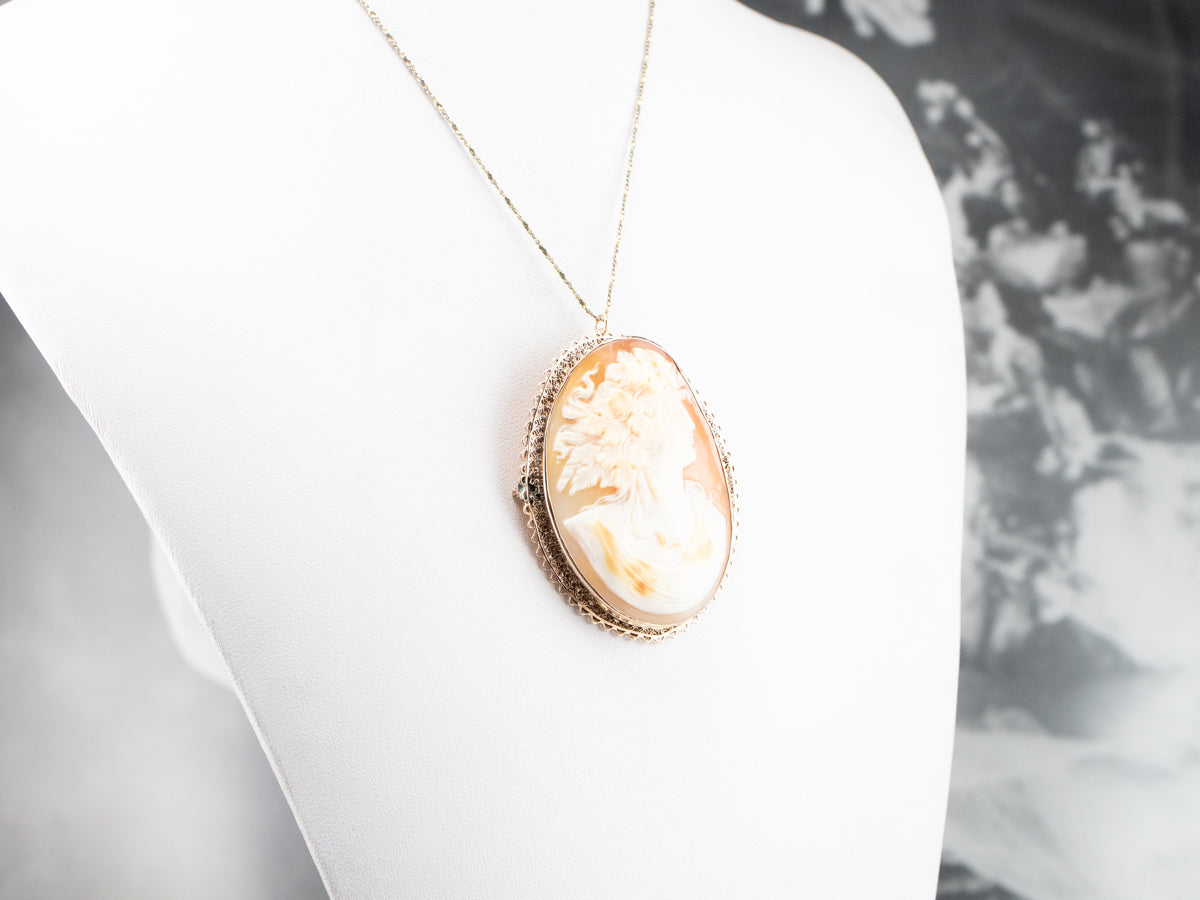 Bacchus God of Wine Cameo Brooch or Pendant