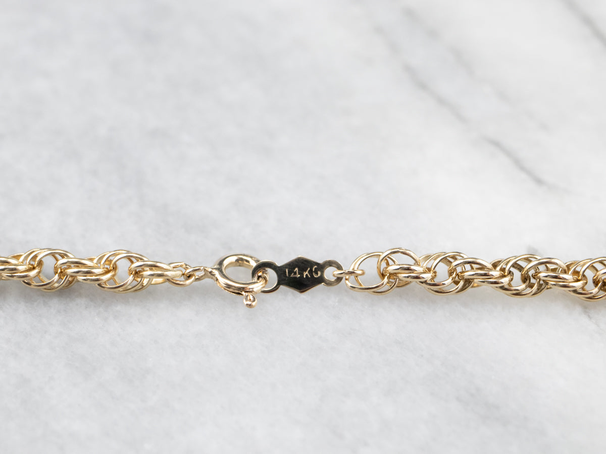 Cadena de cuerda retorcida de oro de 14 quilates