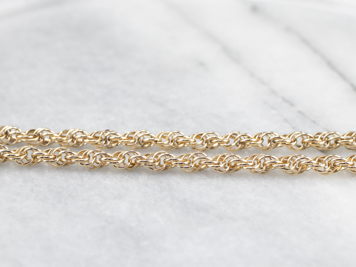 Cadena de cuerda retorcida de oro de 14 quilates