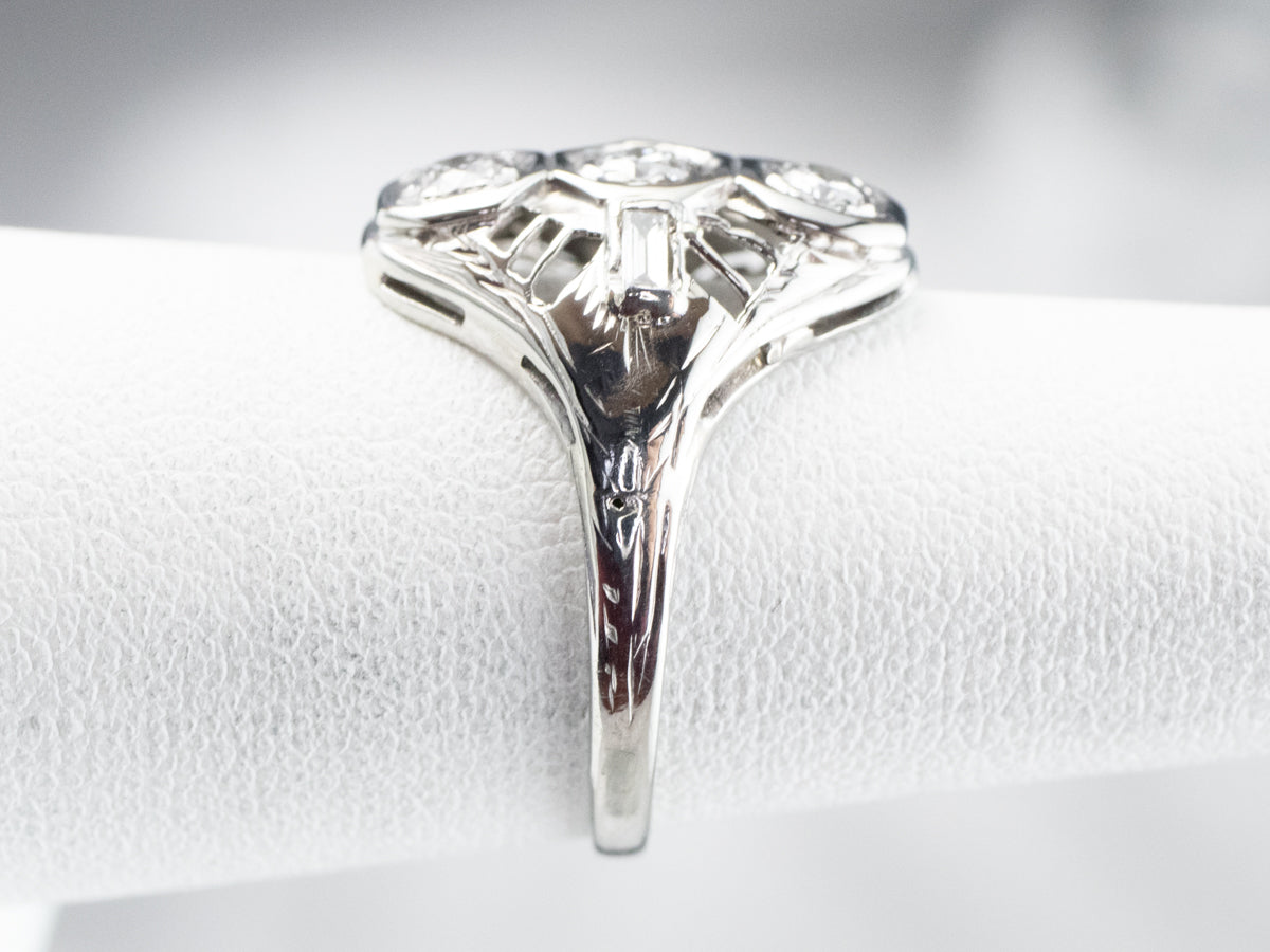 Art Deco Diamond White Gold Dinner Ring