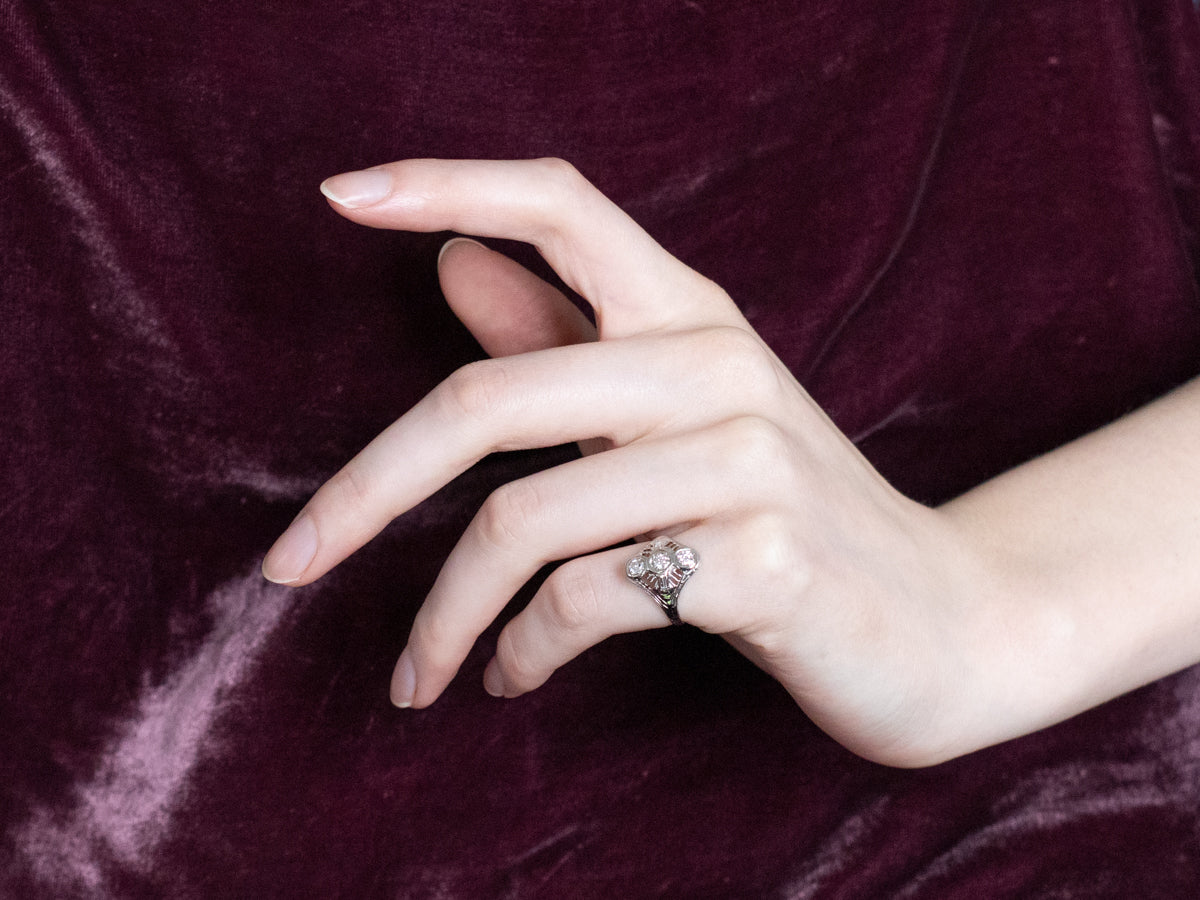 Art Deco Diamond White Gold Dinner Ring