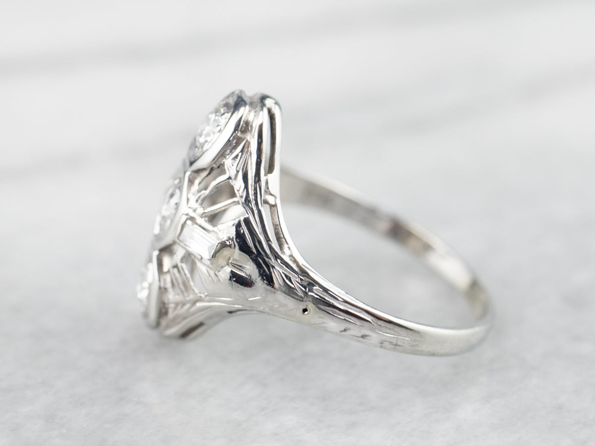 Art Deco Diamond White Gold Dinner Ring