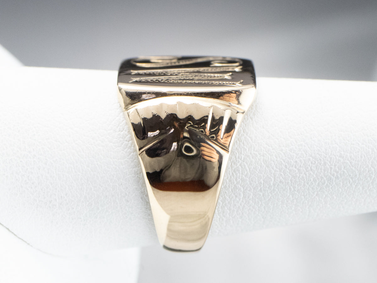 Mid-Century "SW" Gold Signet Ring