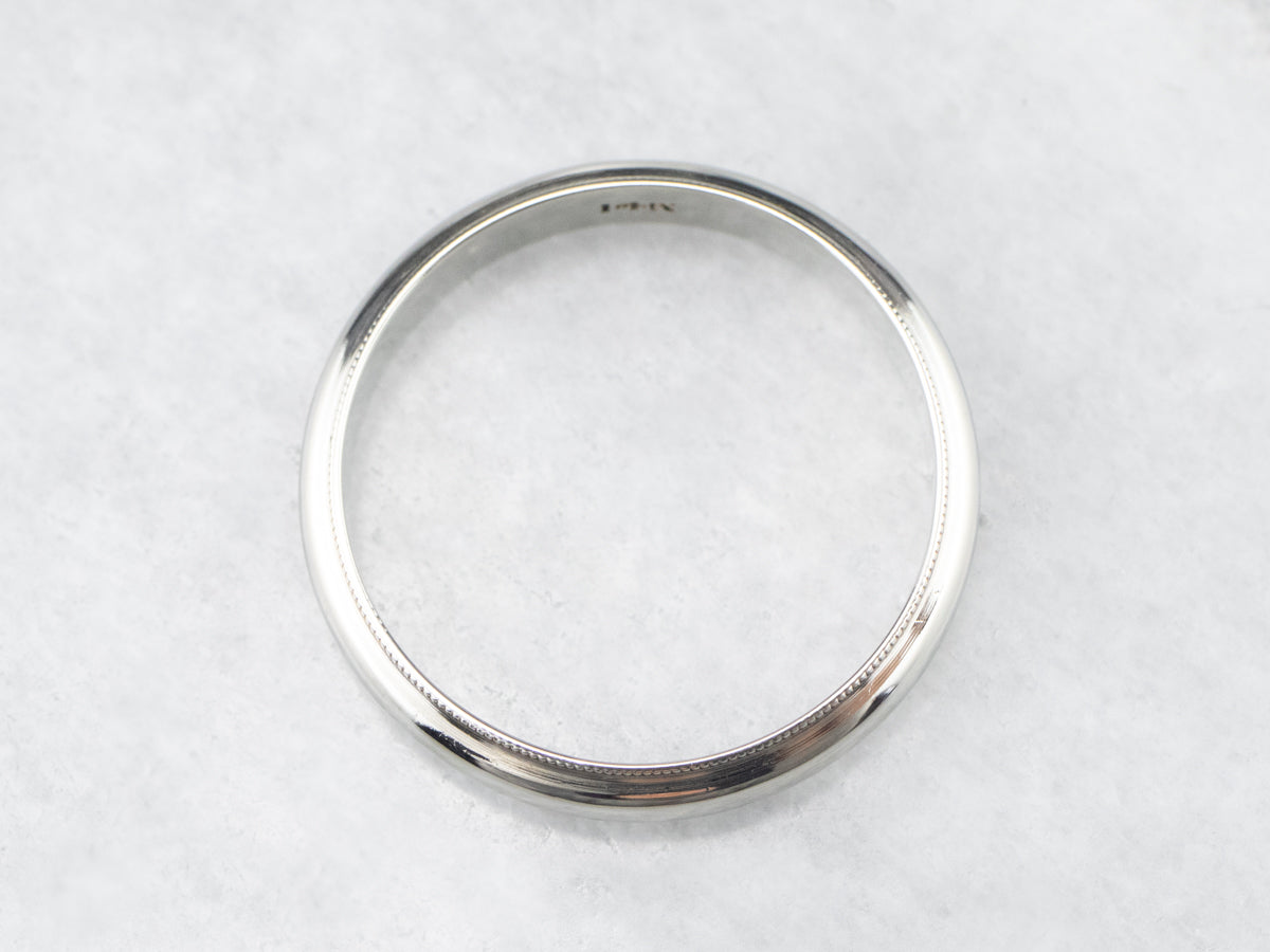Vintage 14K White Gold Plain Wedding Band