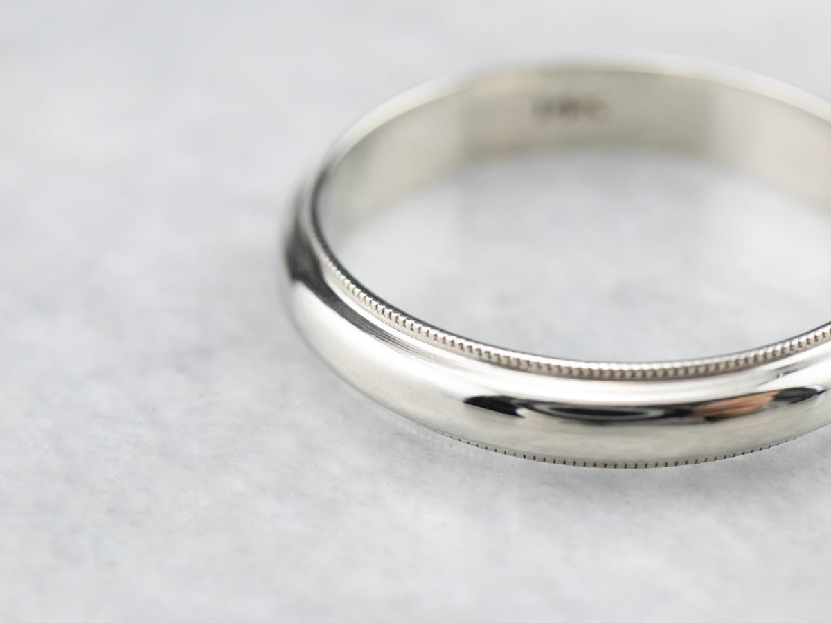 Vintage 14K White Gold Plain Wedding Band