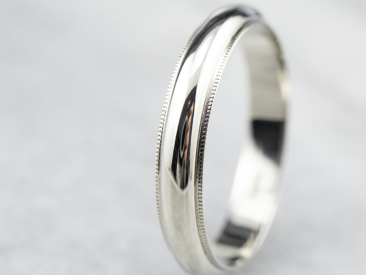 Vintage 14K White Gold Plain Wedding Band