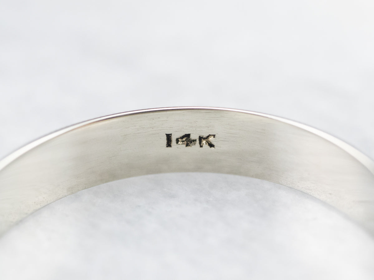 Vintage 14K White Gold Plain Wedding Band