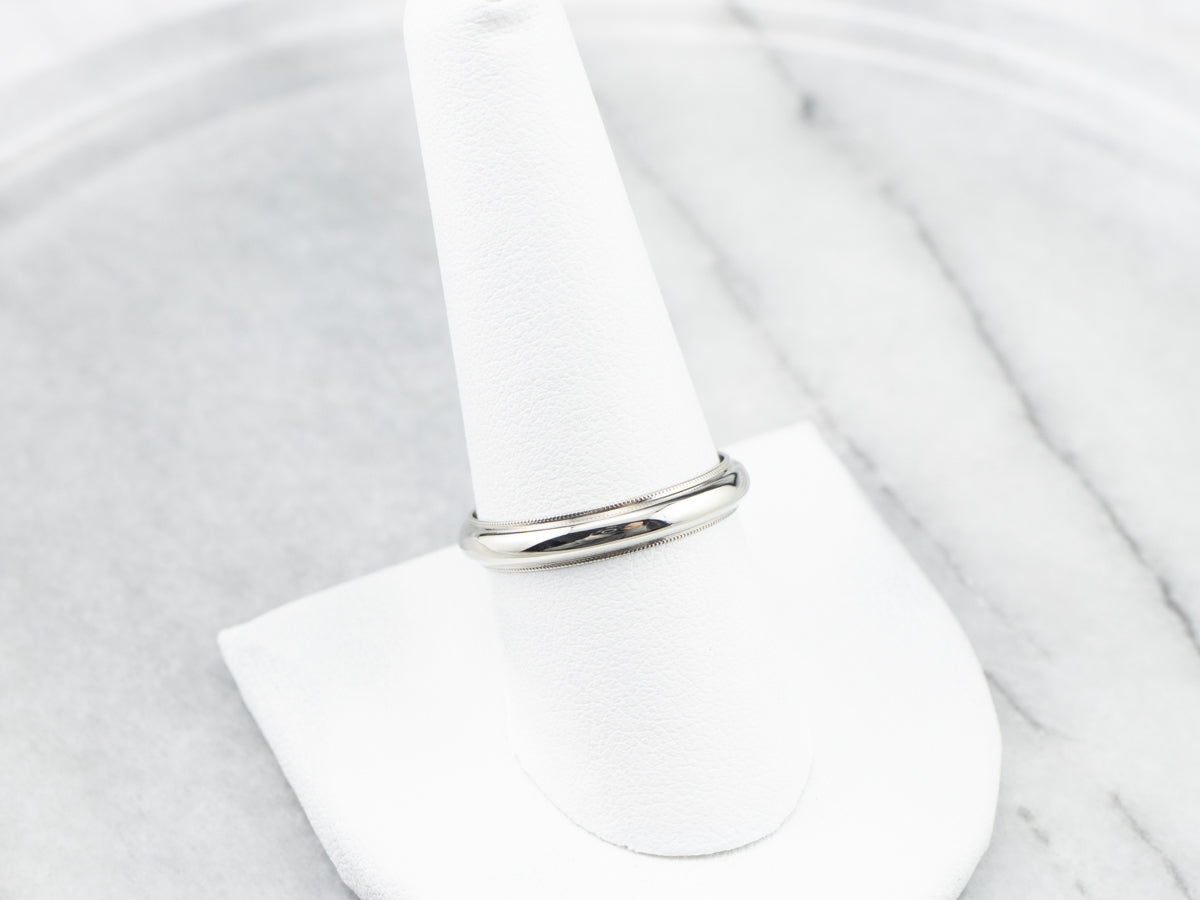 Vintage 14K White Gold Plain Wedding Band