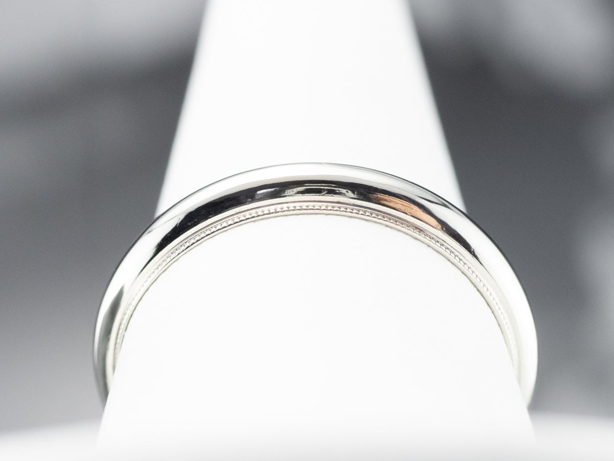 Vintage 14K White Gold Plain Wedding Band