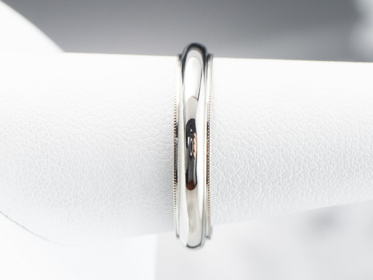 Vintage 14K White Gold Plain Wedding Band