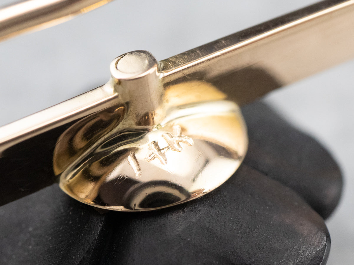 Victorian Jet Flower Gold Bar Pin