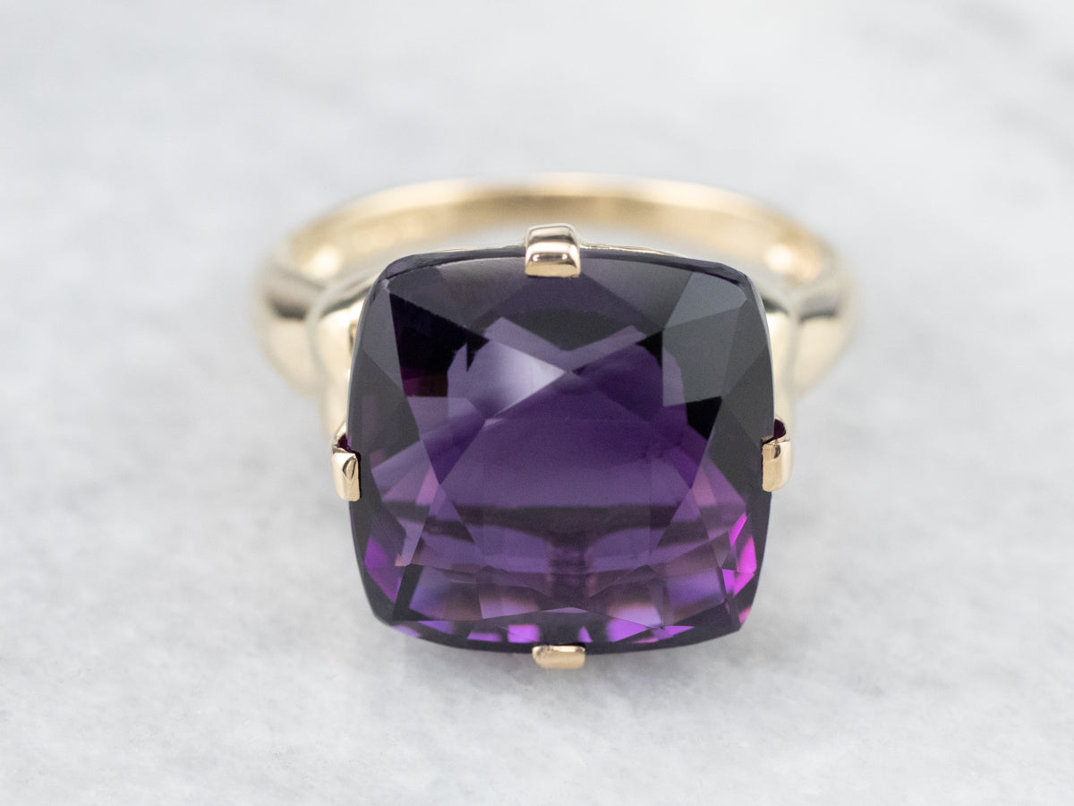 Amethyst Statement Ring in Yellow Gold
