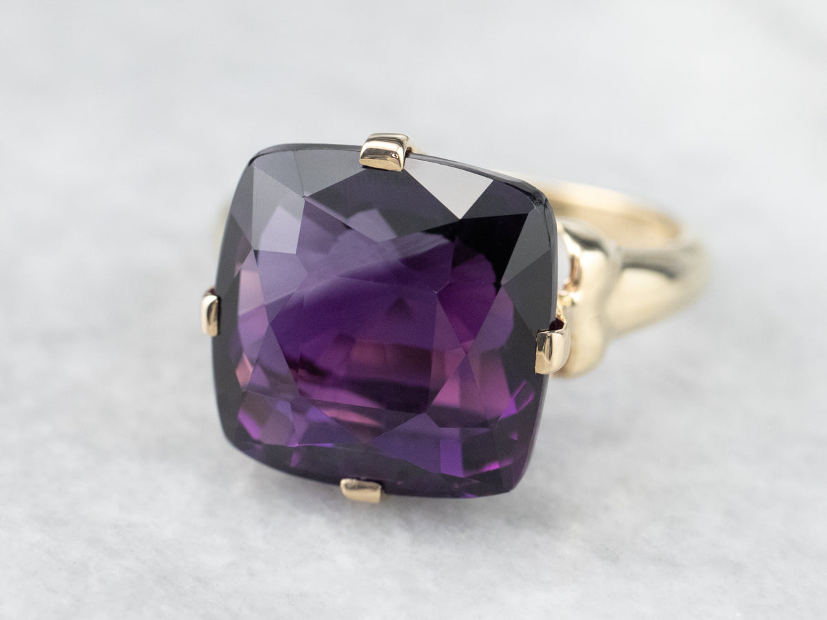 Amethyst Statement Ring in Yellow Gold