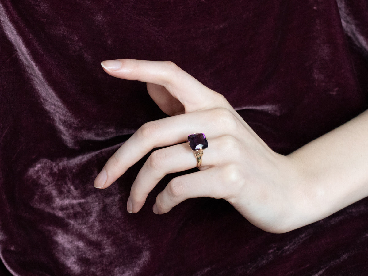 Amethyst Statement Ring in Yellow Gold