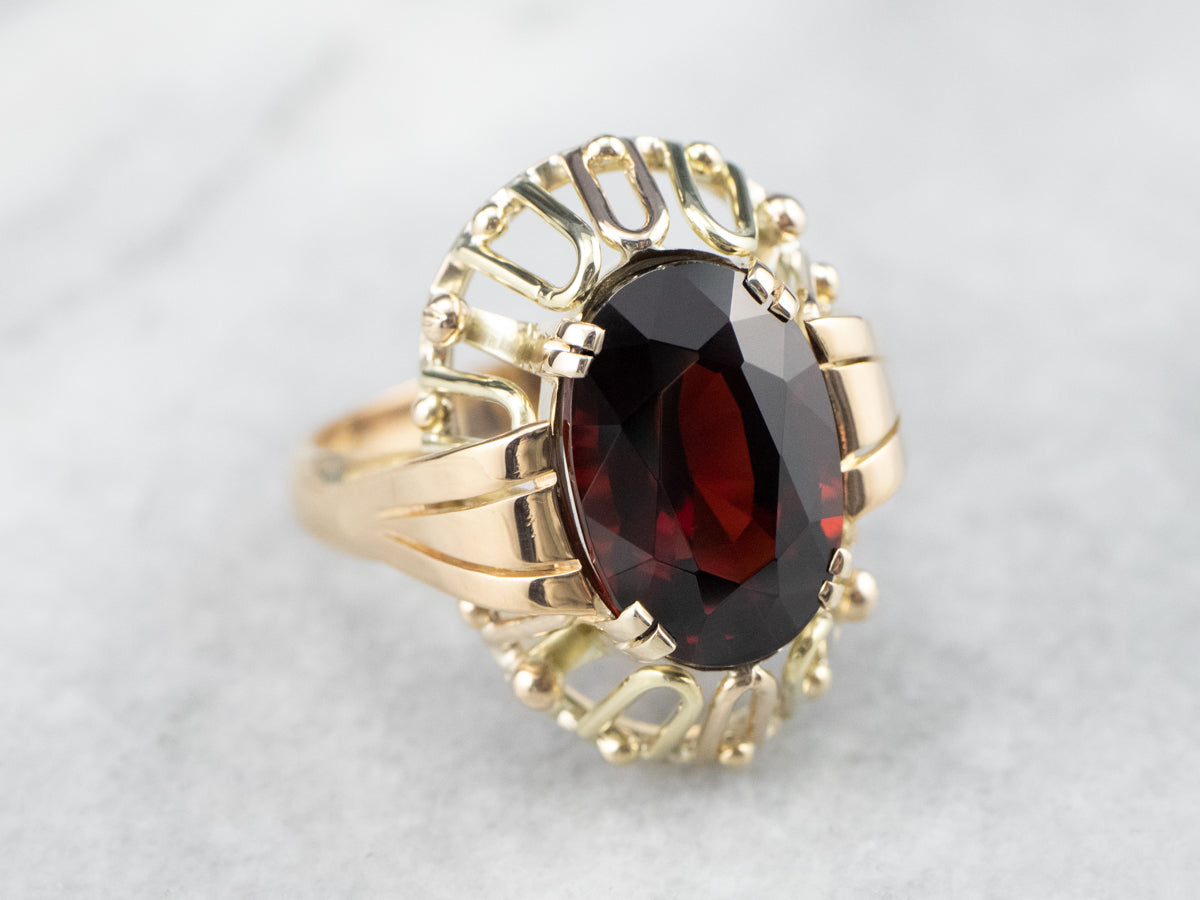 Mid Century Pyrope Garnet Cocktail Ring