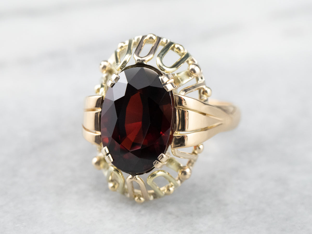 Mid Century Pyrope Garnet Cocktail Ring
