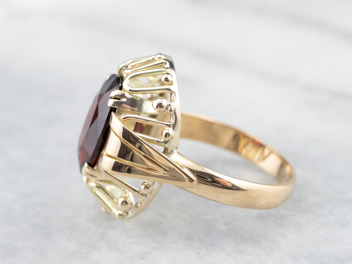 Mid Century Pyrope Garnet Cocktail Ring