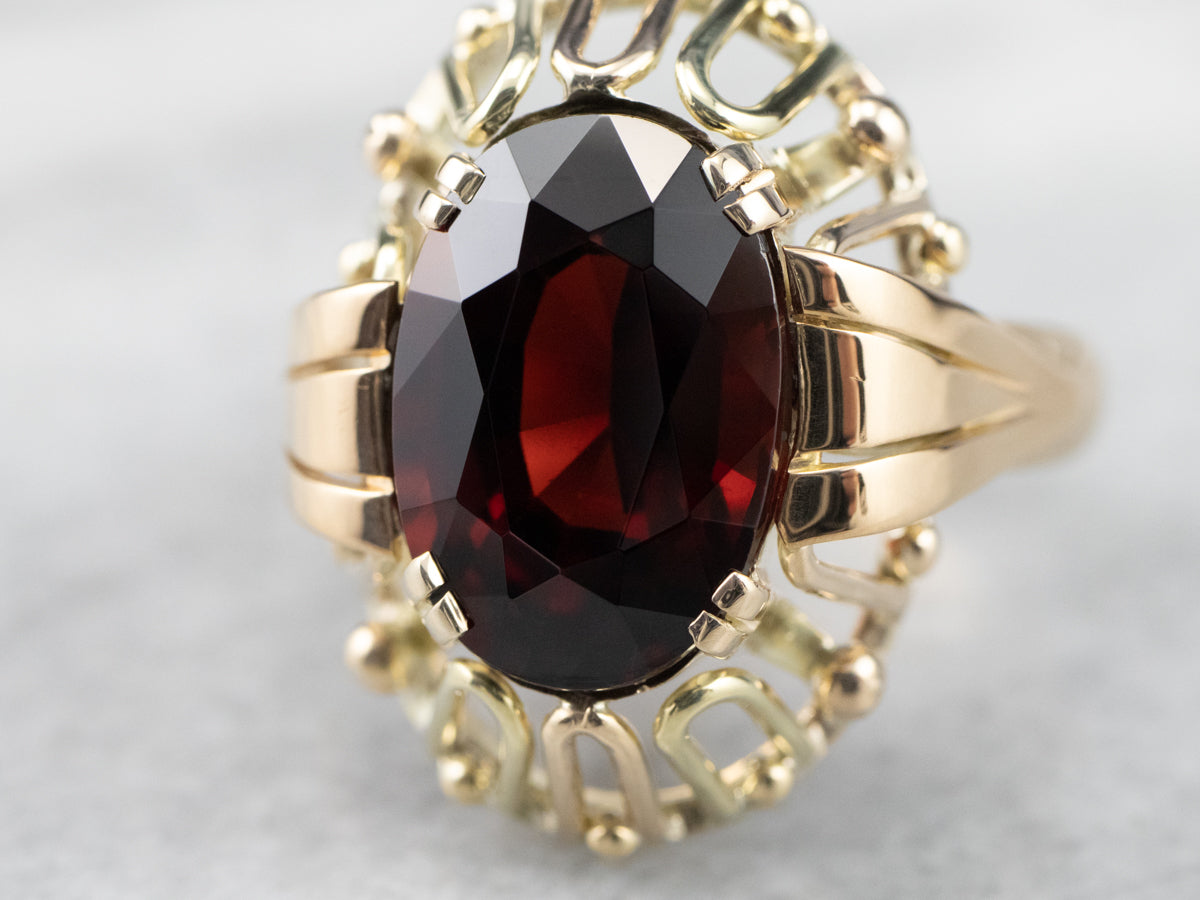 Mid Century Pyrope Garnet Cocktail Ring