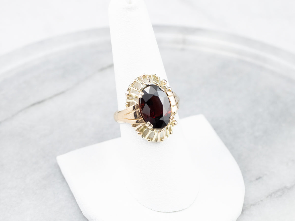 Mid Century Pyrope Garnet Cocktail Ring