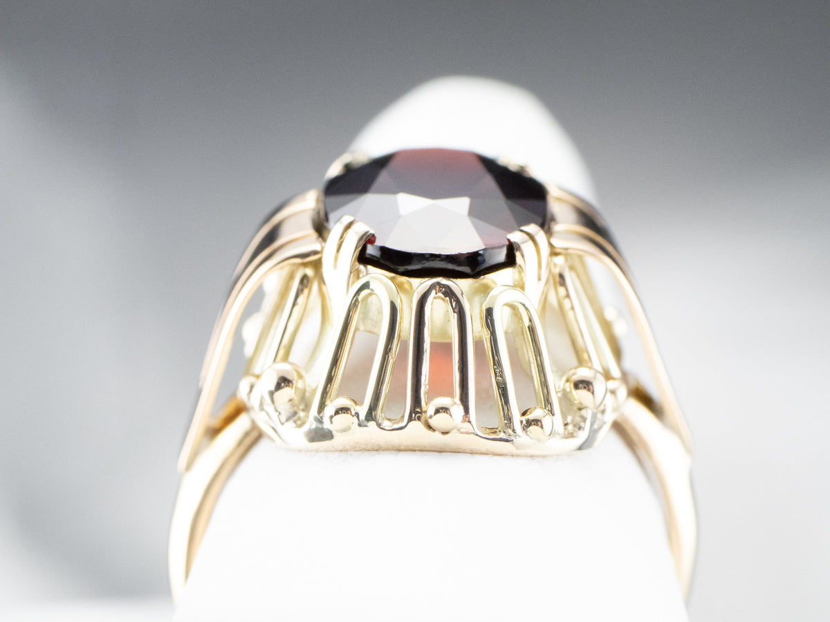 Mid Century Pyrope Garnet Cocktail Ring