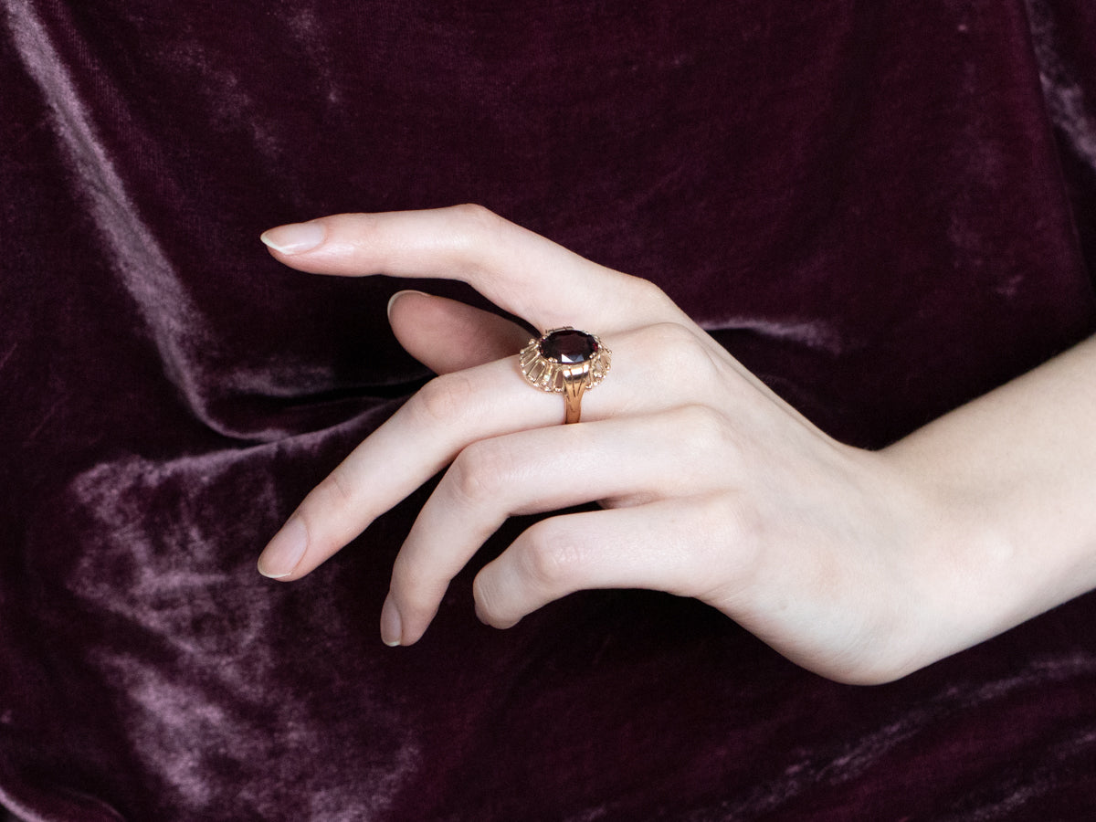 Mid Century Pyrope Garnet Cocktail Ring