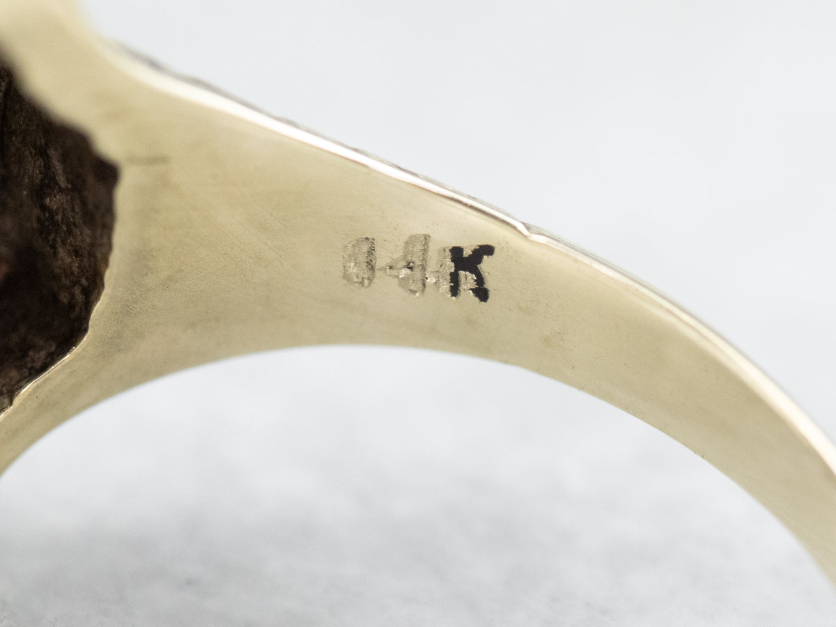 Engraved Old Mine Cut Diamond Solitaire Ring