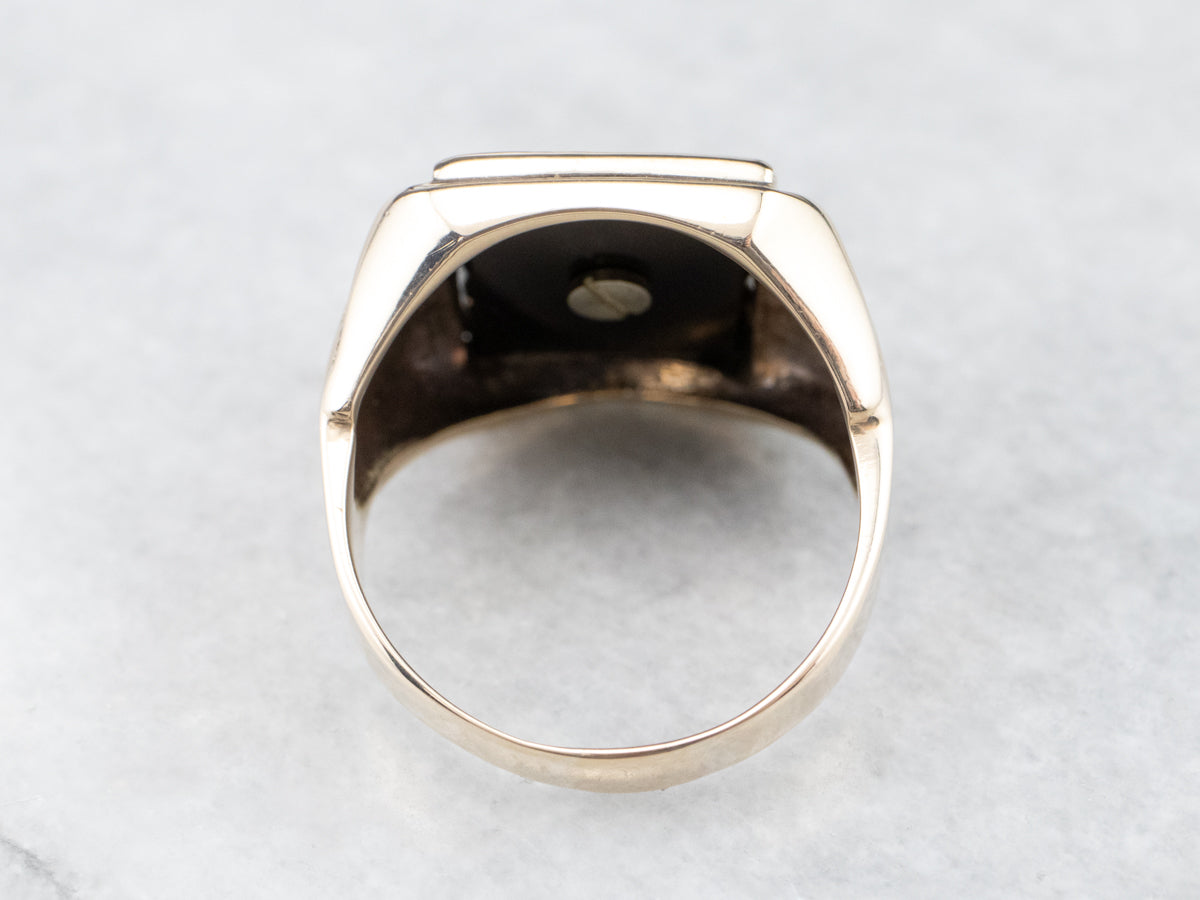Men's "F" Monogram Onyx Signet Ring
