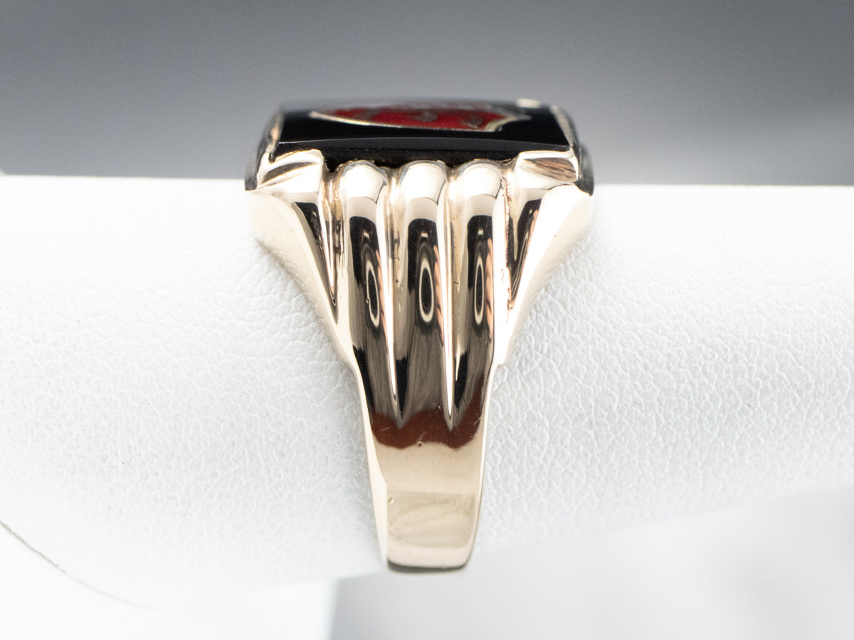 Men's "F" Monogram Onyx Signet Ring