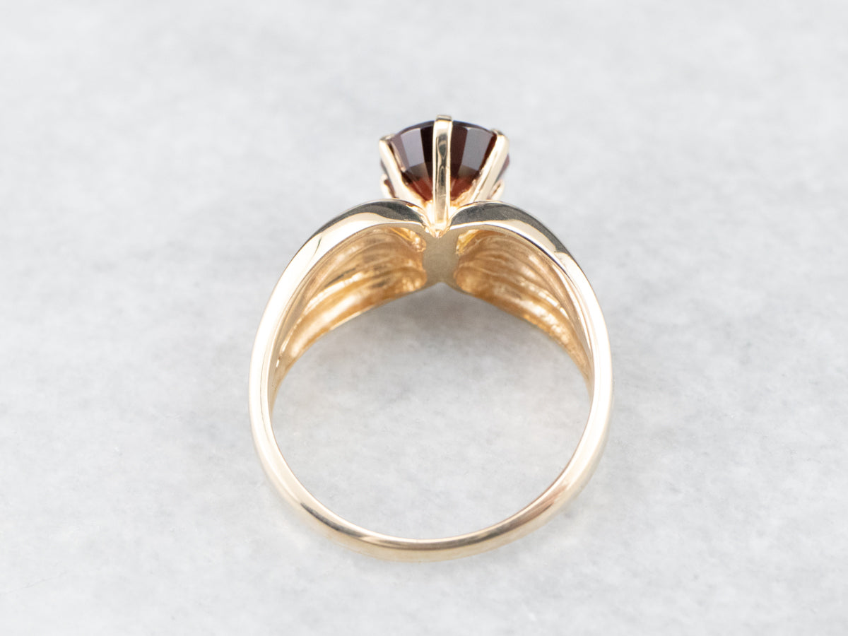 Vintage Gold Garnet Solitaire Ring