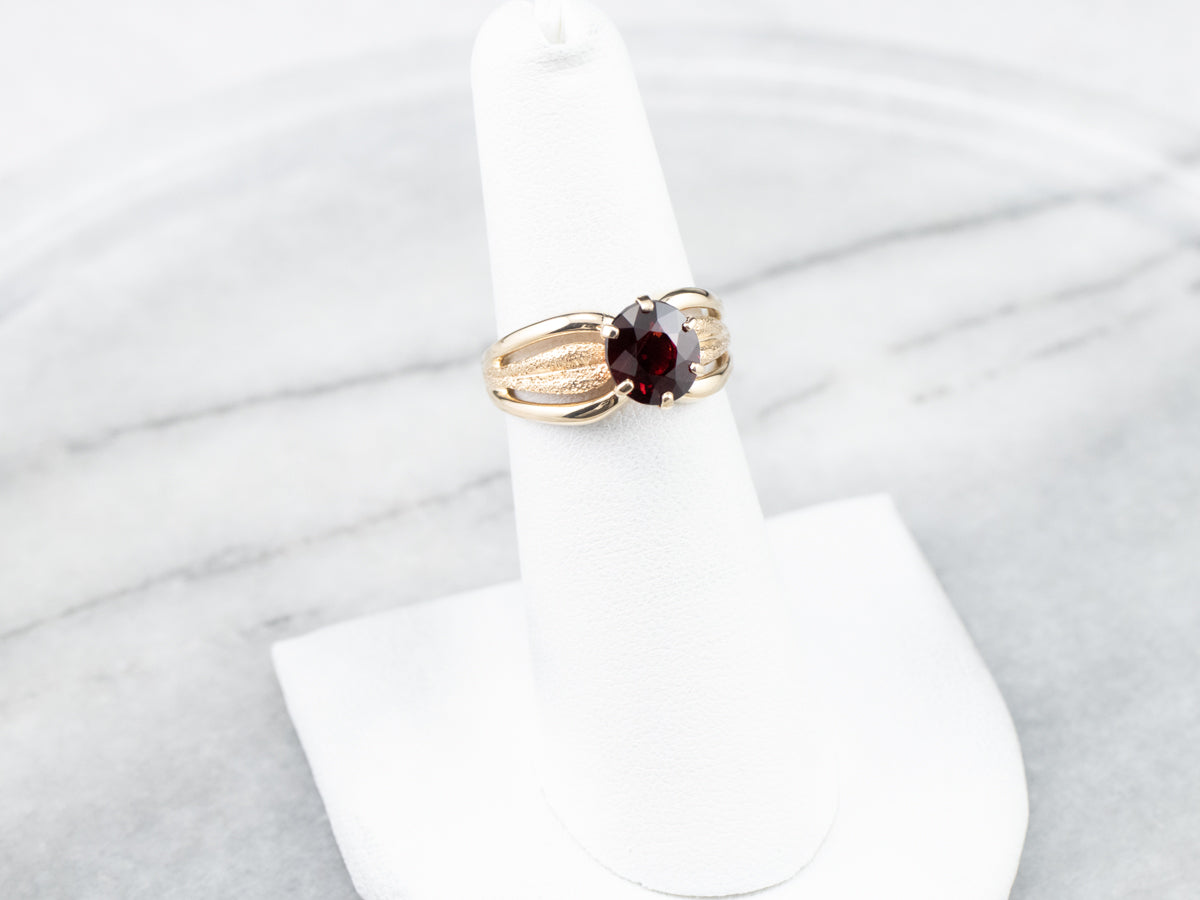 Vintage Gold Garnet Solitaire Ring