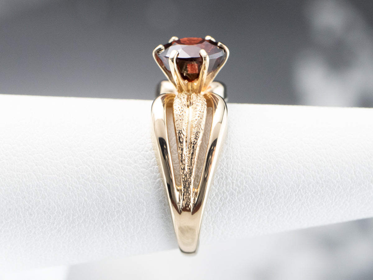 Vintage Gold Garnet Solitaire Ring