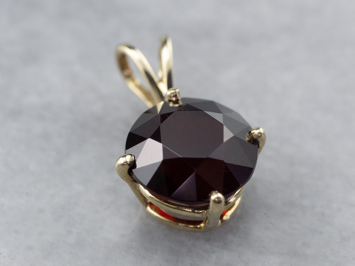 Gold Garnet Solitaire Pendant